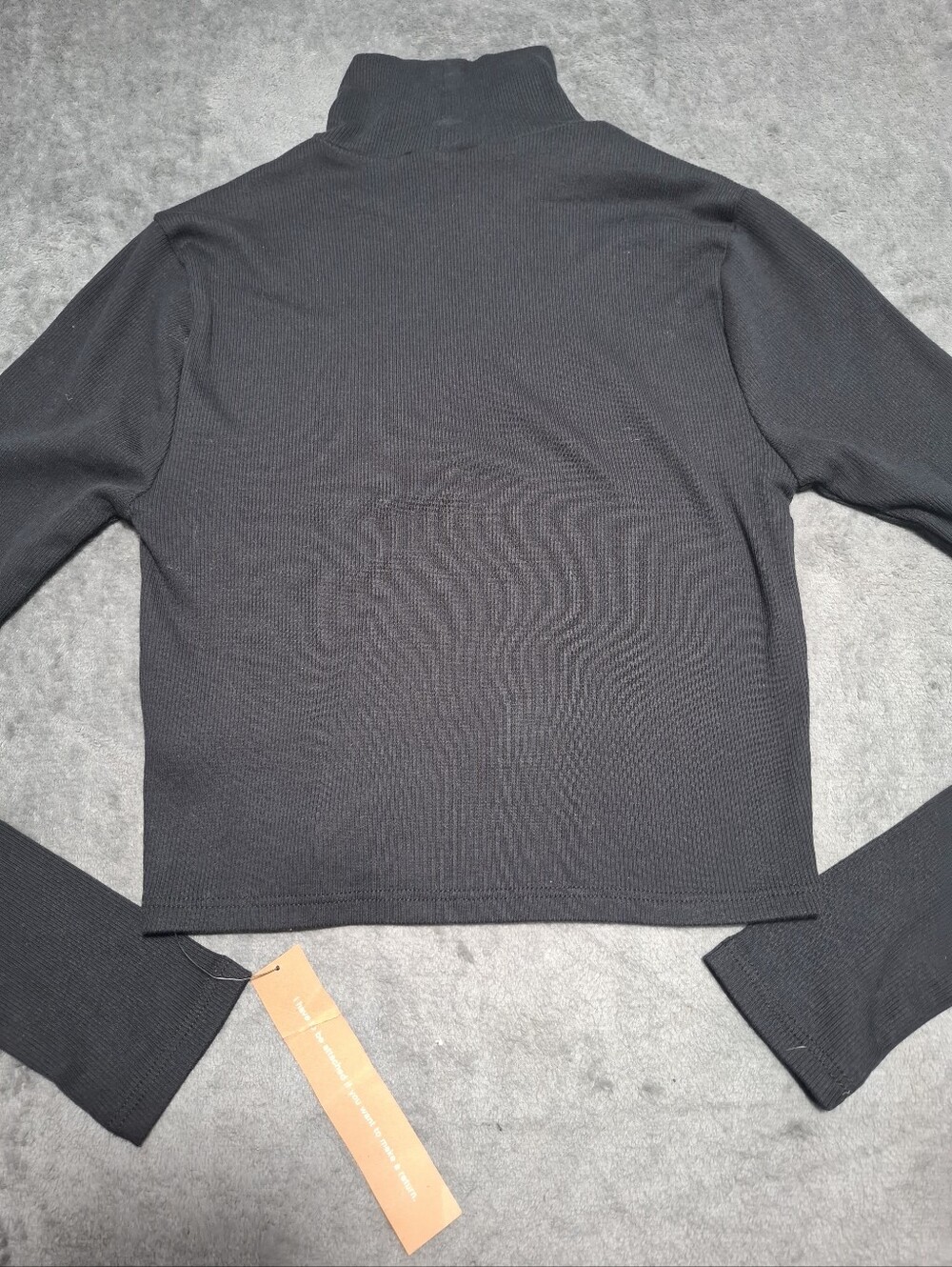 Reformation Davy Cropped Ribbed Turtleneck Black Long Sleeve Top Slim Sz S - Picture 8 of 12